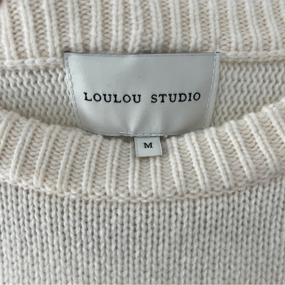 Loulou Studio "Bruzzi" Cream Cashmere & Wool Sweater - Size Medium - Picture 3 of 16